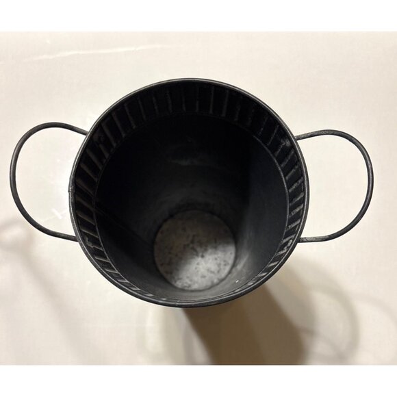 Ashland Rustic Black Metal Jardin Flower Container With Handles Floral Accent - Picture 3 of 5